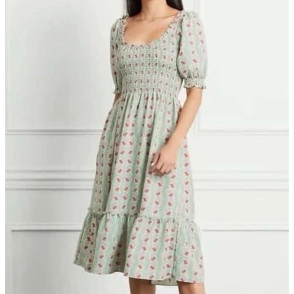 NWT Hill House The Louisa Nap Dress Trailing Vine Multi Crepe Women's Size Small